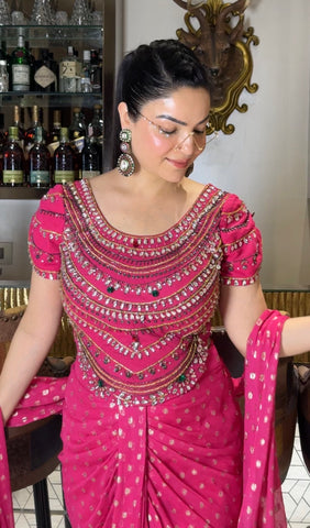 Corset with banarsi drape
