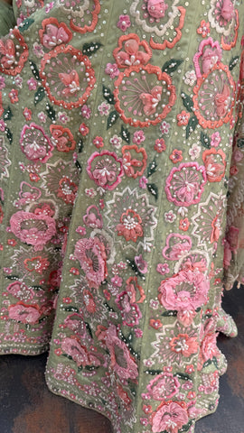 3D work lehenga