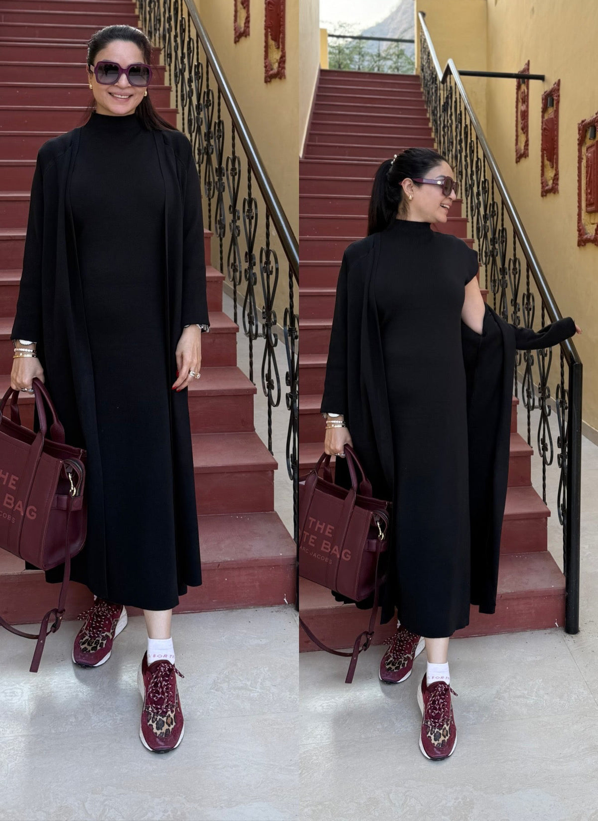 Knitted black dress with jacket