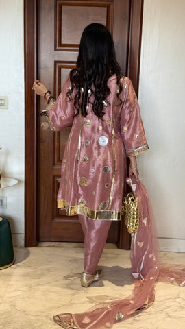 Leather work A-line suit