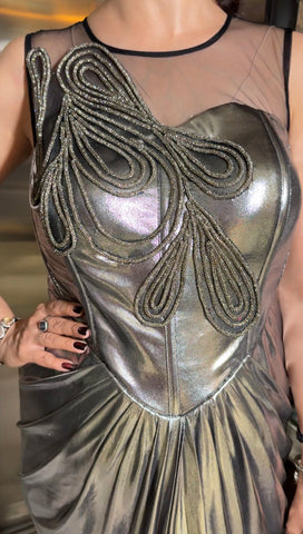Metallic corset drape