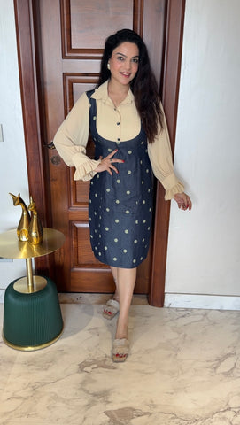 Denim polka dress