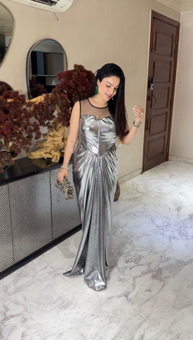 Metallic corset drape