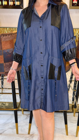 Cotton denim A-Line dress