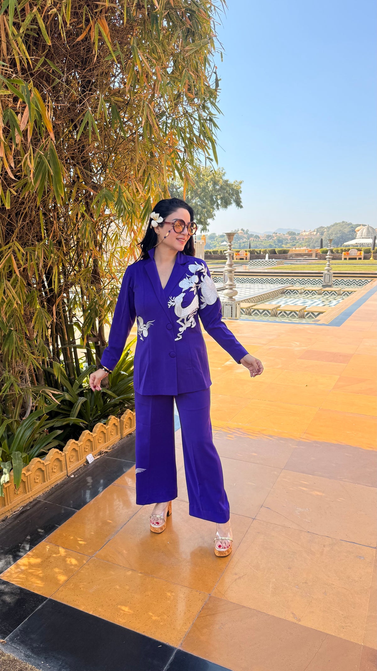 Embroided blazer set