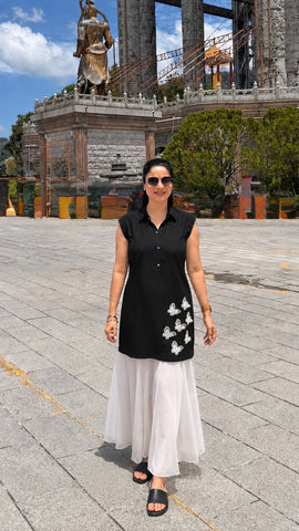 Appliqué Butterfly Dress