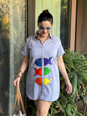 Fish shirt dress