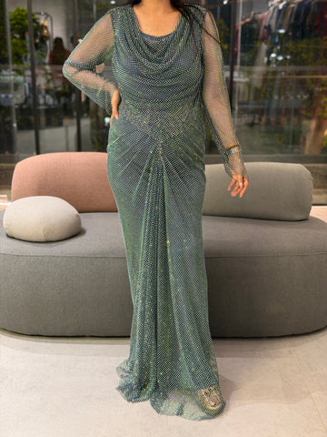 Mesh Drape Gown