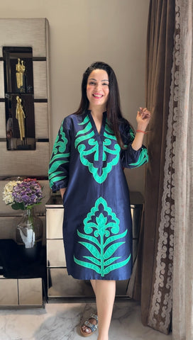 Appliqué work cotton dress