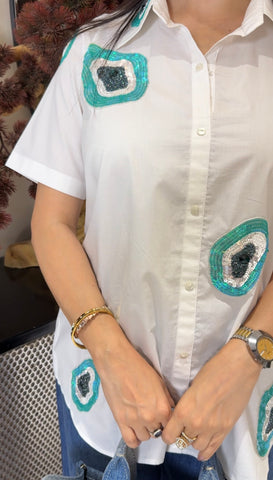 White evil eye handwork