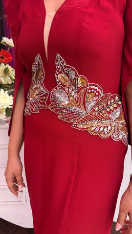 Hand embroidered gown