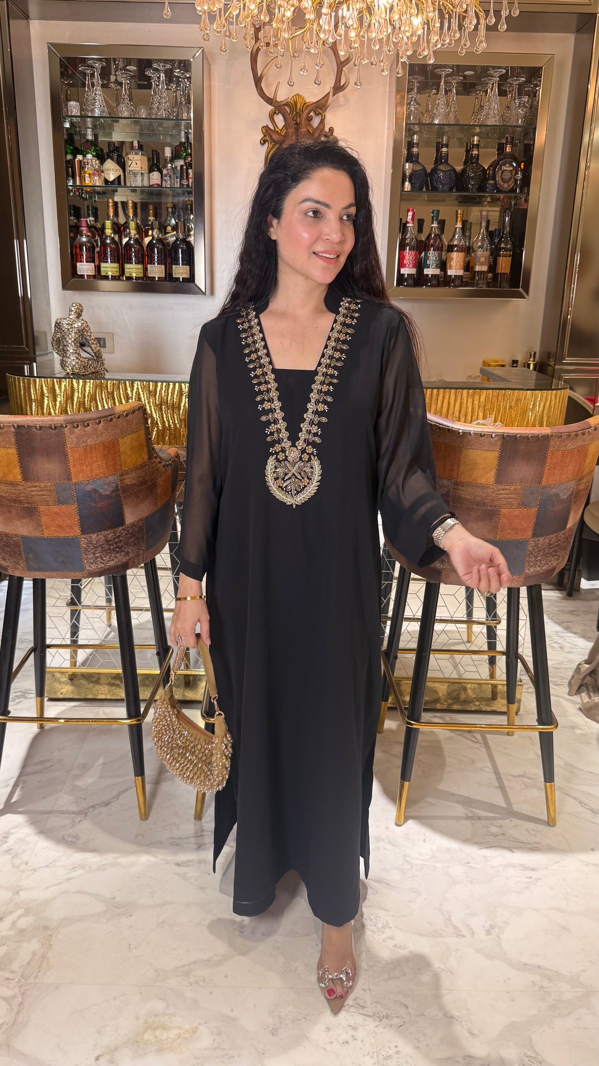 Neck work long kurta