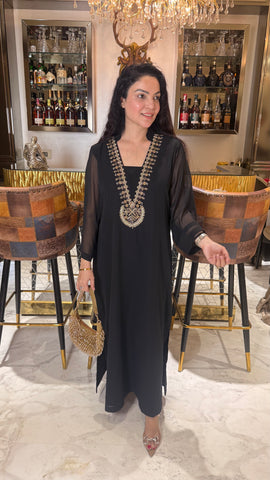 Neck work long kurta