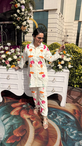 Linen printed coord set