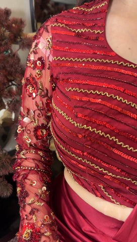 Embroidered drape saree