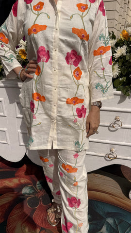 Linen printed coord set