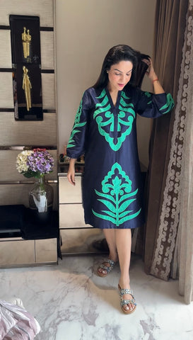 Appliqué work cotton dress