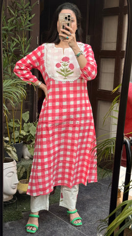 Cotton check coord set