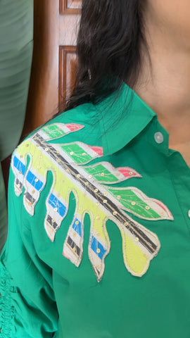 Appliqué work cotton shirts