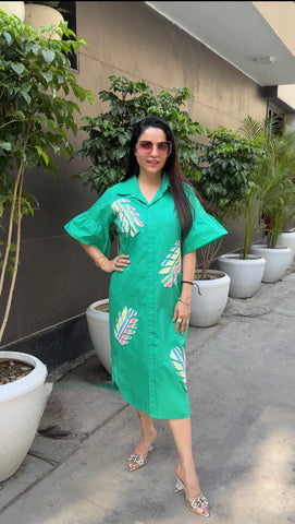 Appliqué work cotton dress