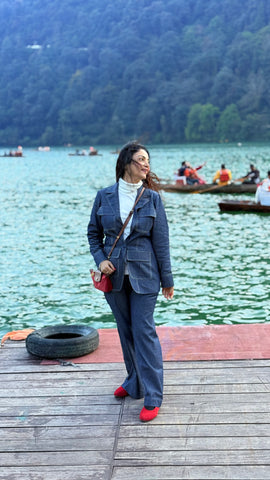 Denim blazer and pants