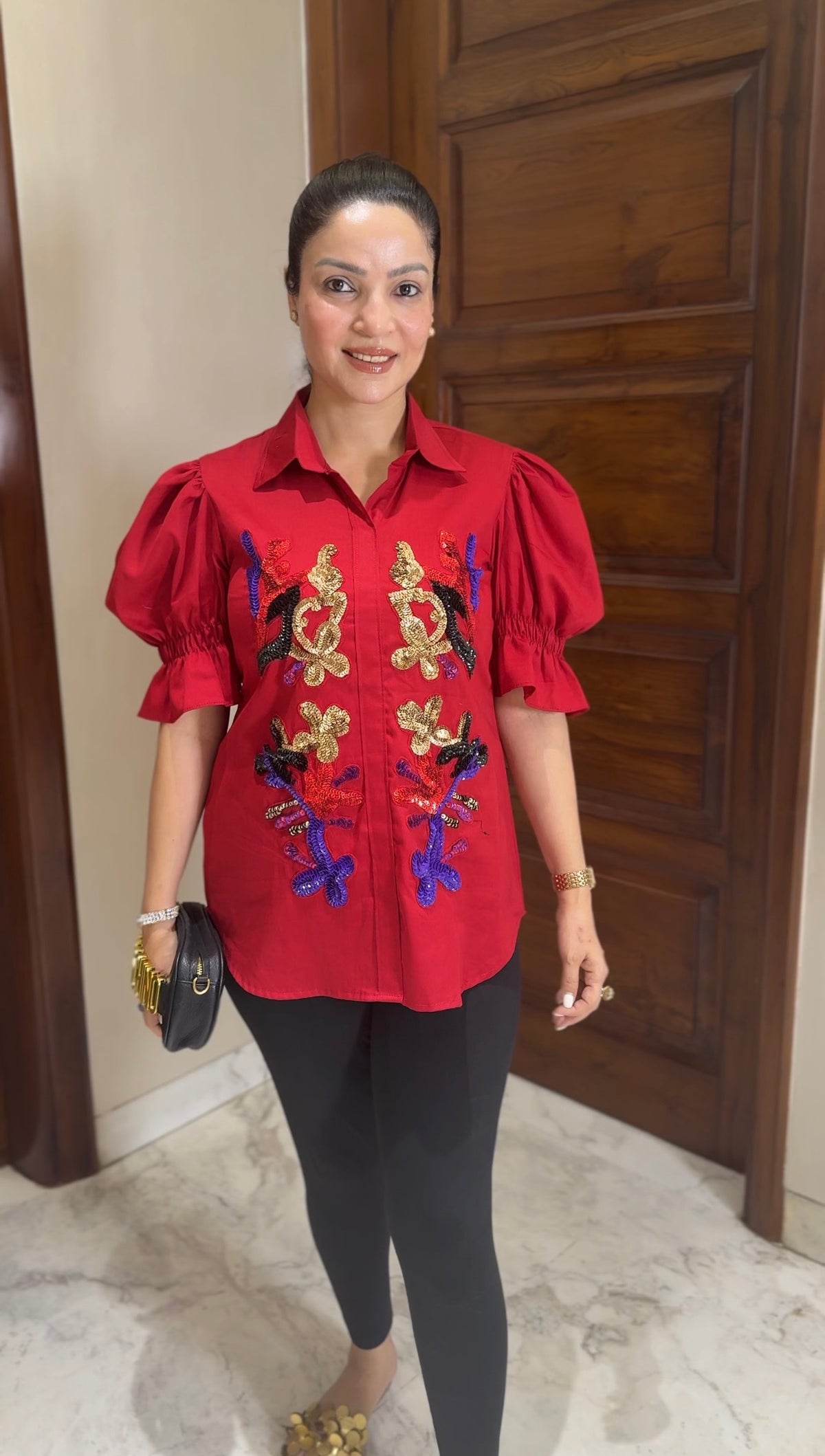 Hand embroidered cotton shirt