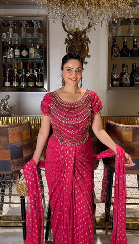 Corset with banarsi drape
