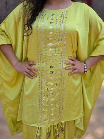 Dhoti drape neon green