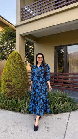 Printed Mid Calf Dress
