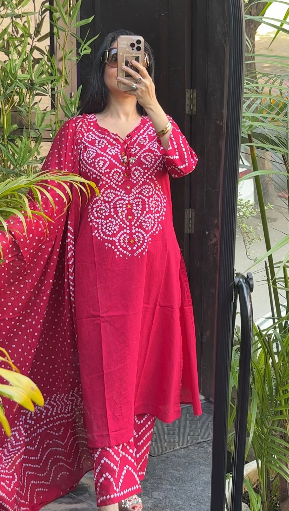 Cotton bandhani suit