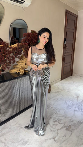 Metallic corset drape
