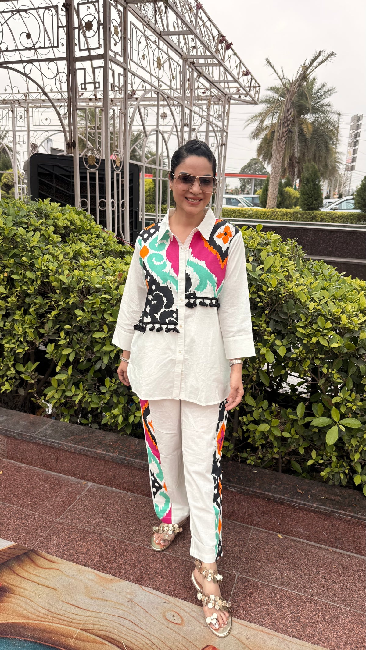 Linen printed coord set