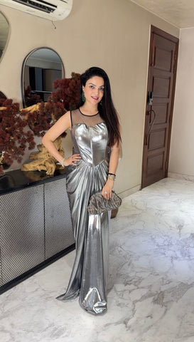 Metallic corset drape