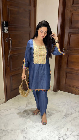 Denim lace coord set