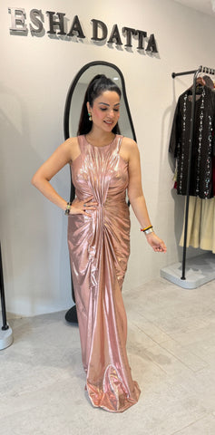 Metallic Drape Gown