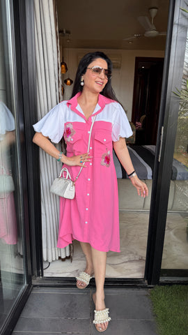 A-line dual tone dress
