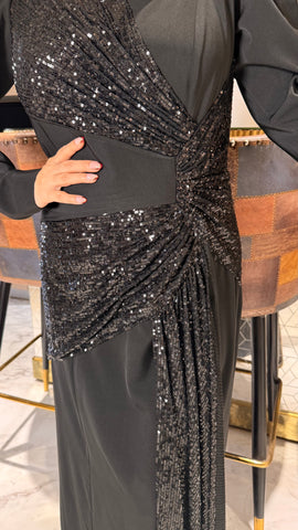 Draping sequins long dress