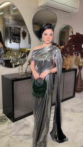 Silver metallic drape