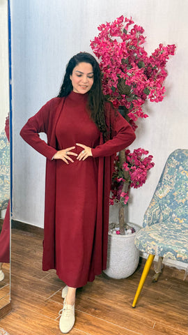 Maroon knitted dress