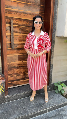 Red Stripes White Collar