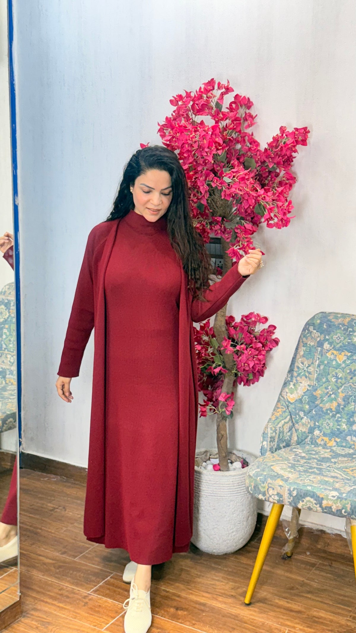 Maroon knitted dress