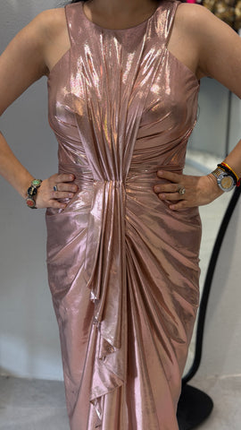Metallic Drape Gown