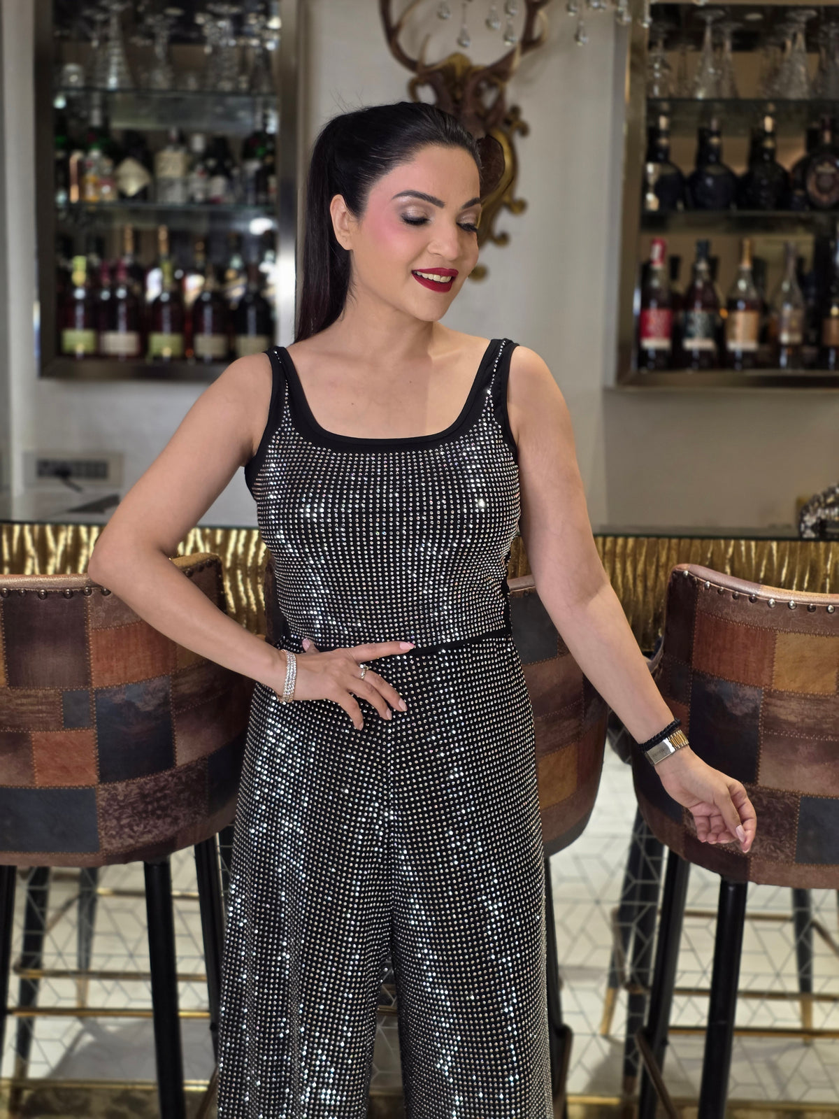 Silver bling crop top