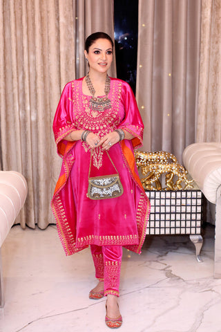 Pink Embroidered Kaftan Set