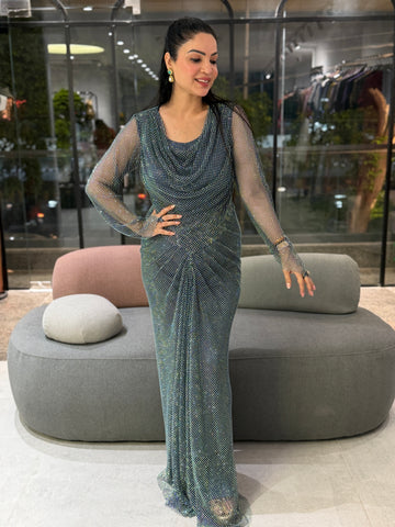 Mesh Drape Gown