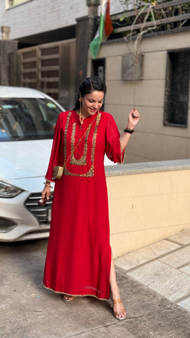 Long red kurta