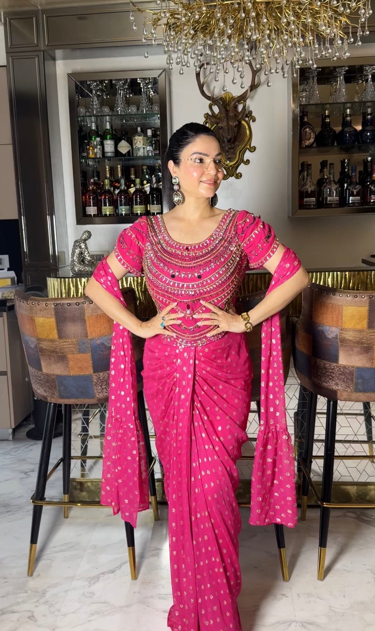 Corset with banarsi drape