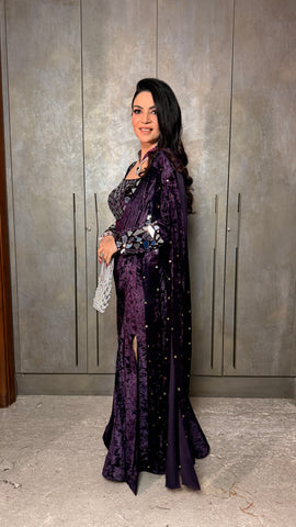 Velvet drape saree