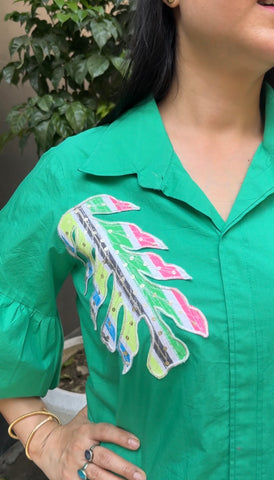 Appliqué work cotton dress