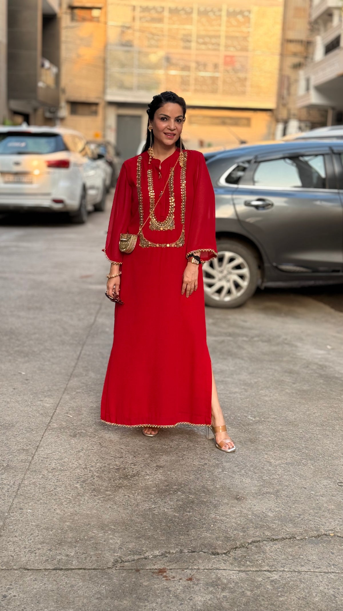 Long red kurta